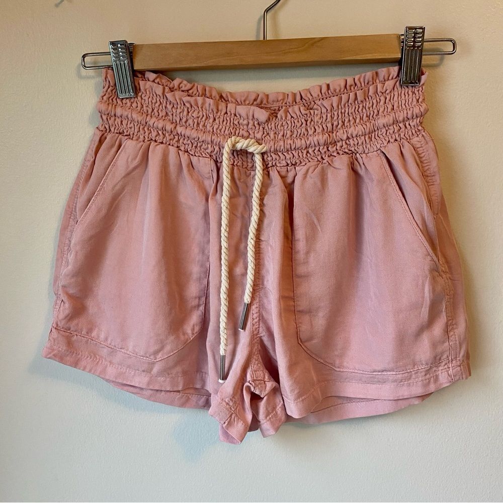LOVE TREE Shorts Tencel Lyocell Pink Paper Bag Waist Drawstring Small NWT
